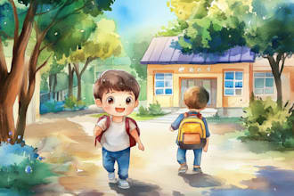 watercolor children book illustration