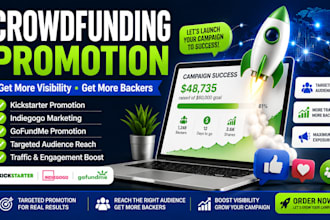 crowdfunding promotion for fundraising on gofundme, kickstarter, indiegogo