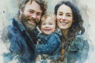create a watercolor family portrait