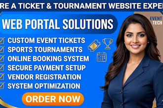 build custom event ticket website sports tournament website custom booking