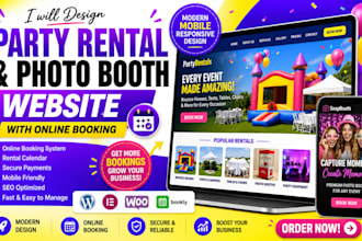 design party rental, photo booth website and event rental website
