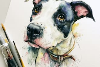 draw watercolor pet portrait