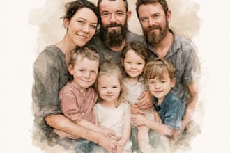 custom watercolor family portrait from photo