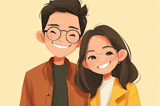 couple portrait wedding portrait illustration