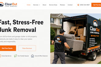 design wix junk removal website hauling cleanup service website handyman website