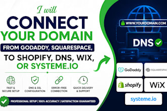 connect your domain to shopify, wix, squarespace, or godaddy