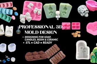 design 3d printable split mold for silicone resin soap candle cad injection stl