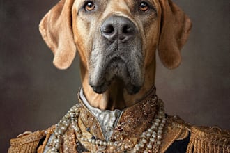 draw amazing royal pet portrait in custom caricature