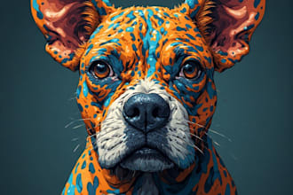 create professional animal pop art illustration
