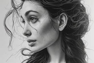 sketch a custom charcoal drawing, pencil portrait from photo