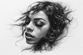 draw a custom pencil or charcoal portrait