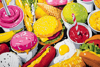 design eye catching food pop art for restaurants and cafes
