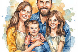 create a watercolor family portrait