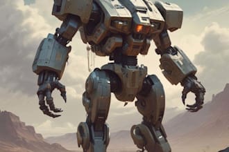 illustrate high quality futuristic mecha designs