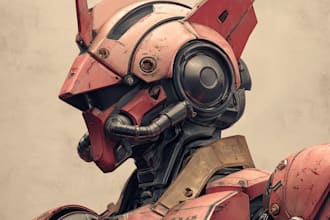 draw mecha robot, armor, gundam in anime or realism style