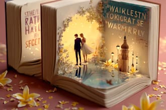 design romantic book cover with cinematic love story art