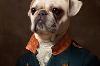 custom royal pet portrait cat portrait, dog portrait