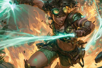 a professional illustration, splash art, comic cover, book cover, tcg,ccg