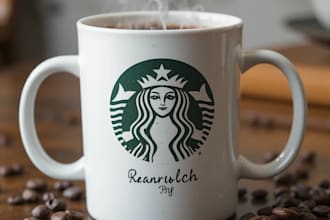 create a custom coffee mug design or coffee cup design
