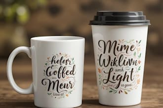create fantastic coffee mug design, tumbler, mugs design