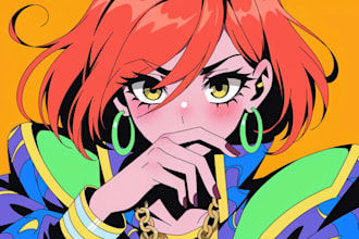 draw a portrait in 90s retro anime style