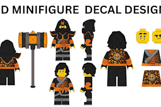 lego model decal sticker design minifigure illustration for uv and pad printing