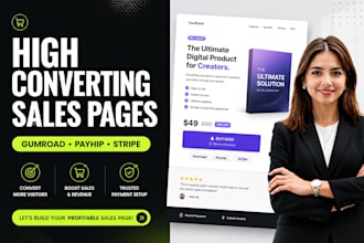 design a high converting payhip, gumroad or stripe product sales funnel page