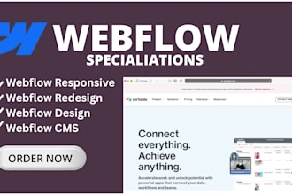 design a webflow landing page, responsive webflow website and webflow cms setup