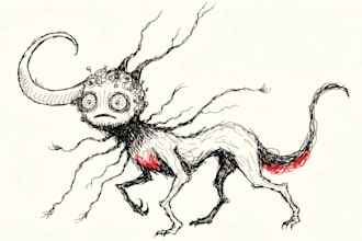 draw monster or fantasy creature in sketch illustration