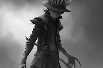 draw a retro creepy cute horror character mascot