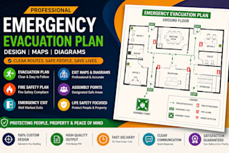 design custom emergency evacuation plan fire safety plan exit plan escape plan