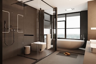 design realistic interior for bedroom, kitchen and bathroom in 3ds max