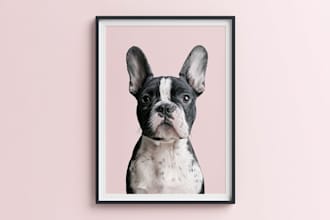 draw pet portrait, dog portrait, cat portrait oil painting