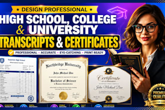 design professional high school, college, university transcript and certificates