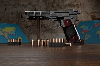 create a realistic 3d weapon asset in maya and substance painter