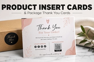 design product insert card, amazon thank you card, or package insert