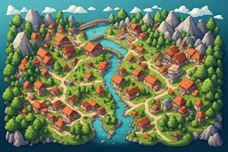draw unique cartoonic fantasy vector map, event maps, city maps, illustration