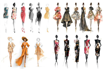 create fashion sketches and custom clothing illustration