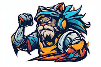 design gaming mascot character logo for twitch, youtube