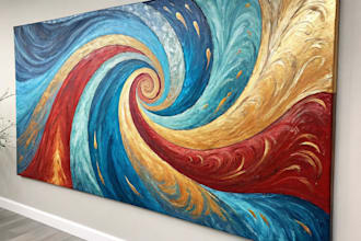 create elegant abstract wall art in oil painting style