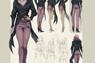 draw anime character sheet for you