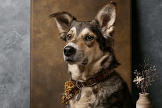 do pet memorial portrait angel wings heaven sky wall art