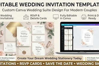 design editable wedding invitation template canva wedding suite
