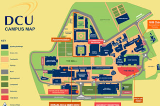 design a custom illustrated campus map, university map and wayfinding map