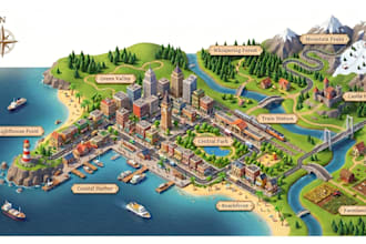 create isometric maps, 3d map illustrations and custom vector maps, cartography