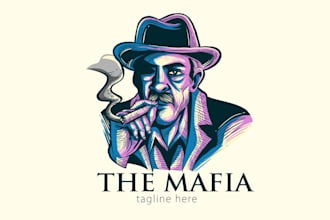 design a custom mafia logo with vintage gangster style