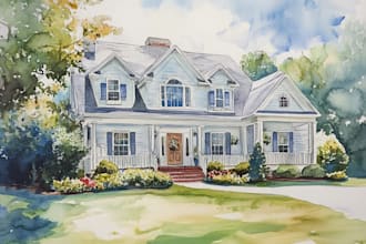do watercolor house painting