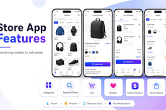 develop flutter ecommerce app stripe payment ios android