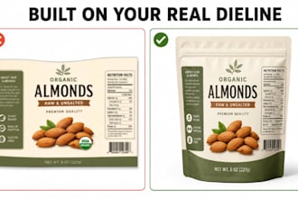 custom food pouch, label artwork for small brands