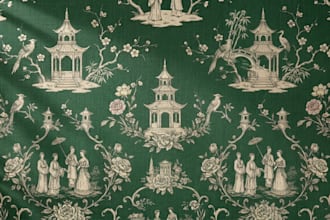 create hand drawn toile de jouy floral print and fabric pattern